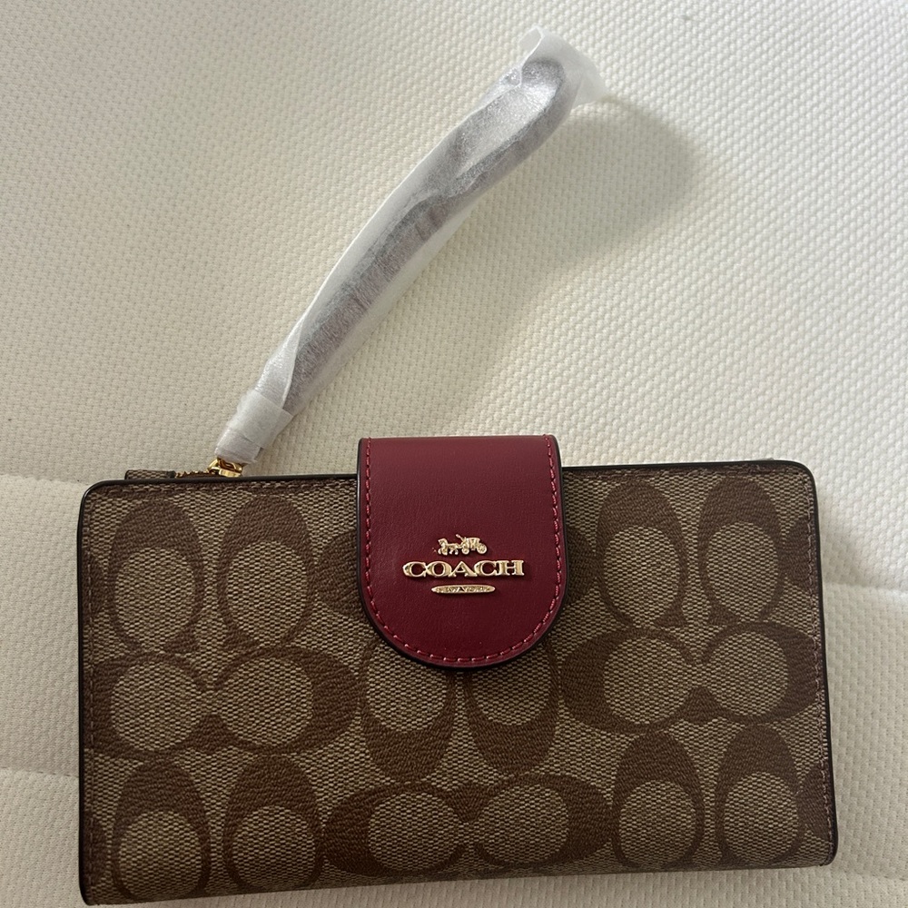Coach Brown and Burgundy Women's Wallet